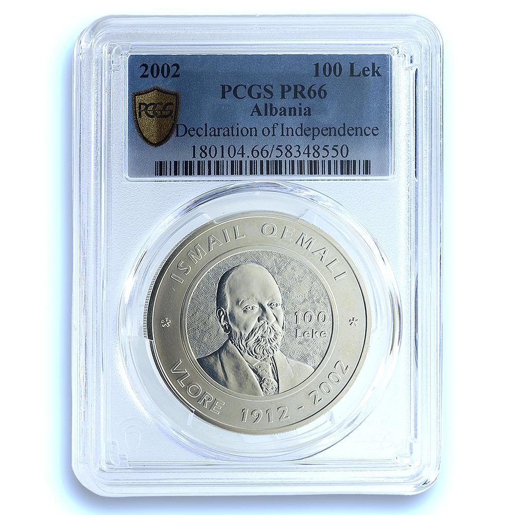 Albania 100 leke Independence KM-92 Ismail Qemali PR 66 PCGS silver coin 2002 Albania 100 leke Independence KM-92 Ismail Qemali PR 66 PCGS silver coin 2002