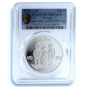 Bolivia 200 pesos Year of the Child KM-198 UNICEF PR 70 PCGS silver coin 1979
