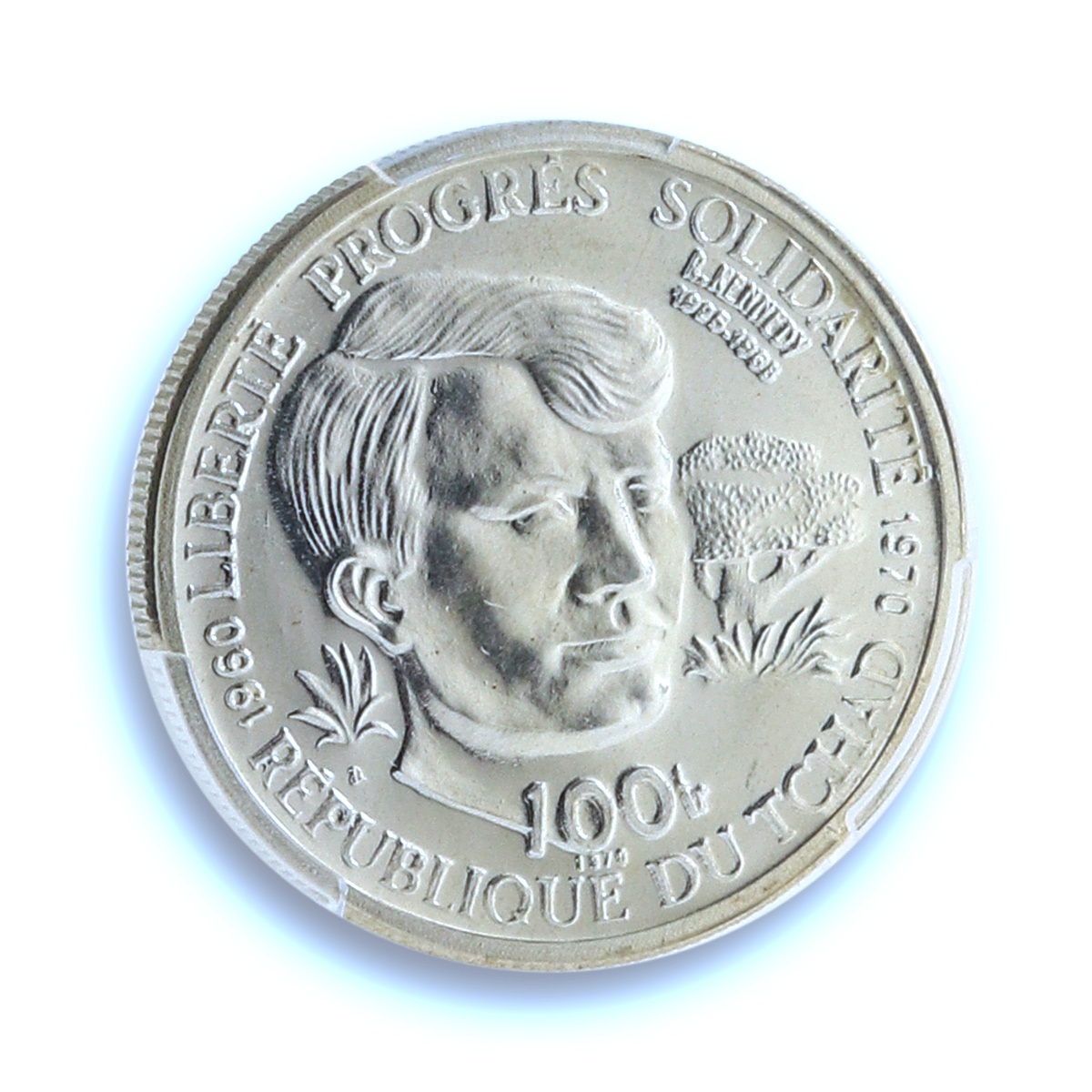 Chad 100 francs Independence KM-1 Robert Kennedy PR 68 PCGS silver coin 1970 Chad 100 francs Independence KM-1 Robert Kennedy PR 68 PCGS silver coin 1970