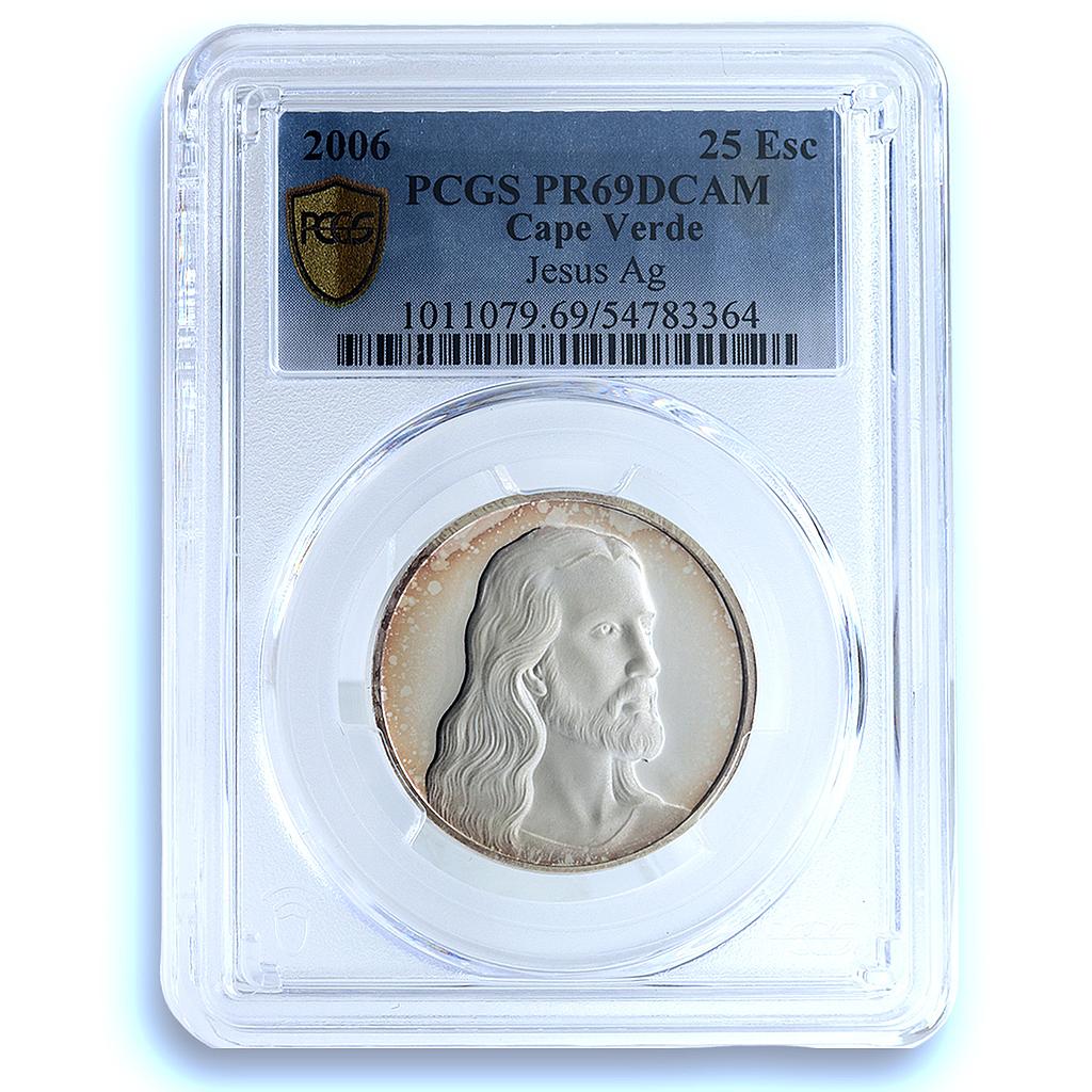 Cape Verde 25 escudos Jesus Christ KM-46 Religion PR 69 PCGS silver coin 2006 Cape Verde 25 escudos Jesus Christ KM-46 Religion PR 69 PCGS silver coin 2006