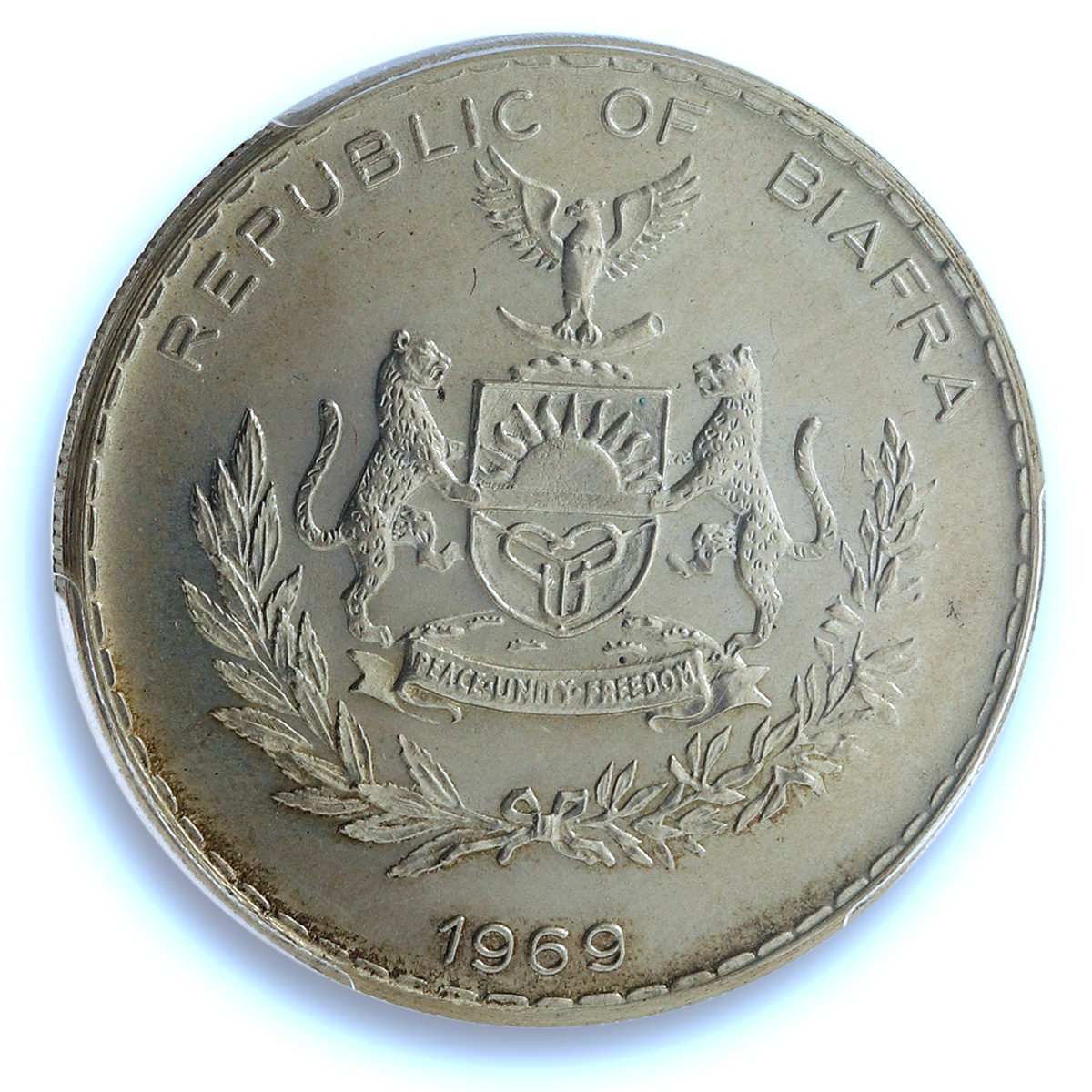 Biafra Nigeria 1 pound Republic KM-6 MS 67 PCGS silver coin 1969 Biafra Nigeria 1 pound Republic KM-6 MS 67 PCGS silver coin 1969