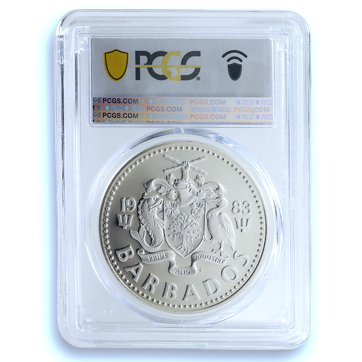 Barbados 10 dollars Elizabeth II KM-36a Pelican Bird PR 70 PCGS silver coin 1983