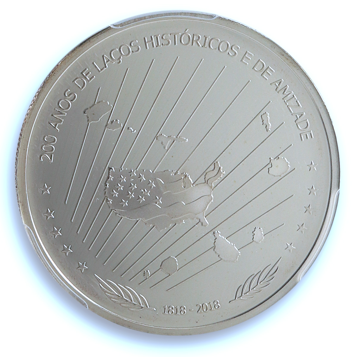 Cape Verde 200 escudos USA Friendship Ties KM-58a PR 69 PCGS silver coin 2018 Cape Verde 200 escudos USA Friendship Ties KM-58a PR 69 PCGS silver coin 2018