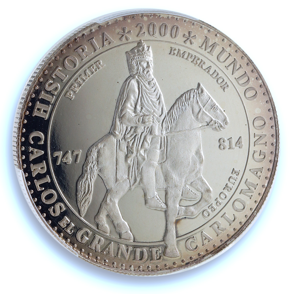 Guinea Equatorial 7000 francs Charlemagne KM-12 Horseman PR 67 PCGS Ag coin 1997 Guinea Equatorial 7000 francs Charlemagne KM-12 Horseman PR 67 PCGS Ag coin 1997