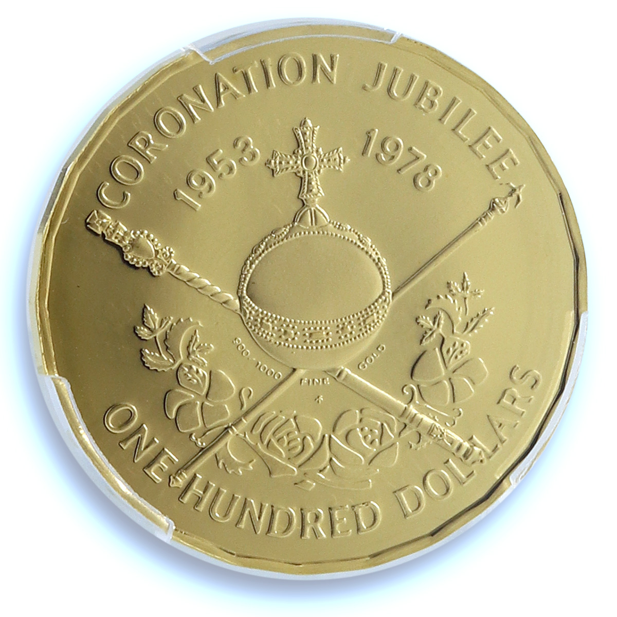British Virgin 100 dollars Coronation Jubilee KM-23 PR 70 PCGS gold coin 1978 British Virgin 100 dollars Coronation Jubilee KM-23 PR 70 PCGS gold coin 1978