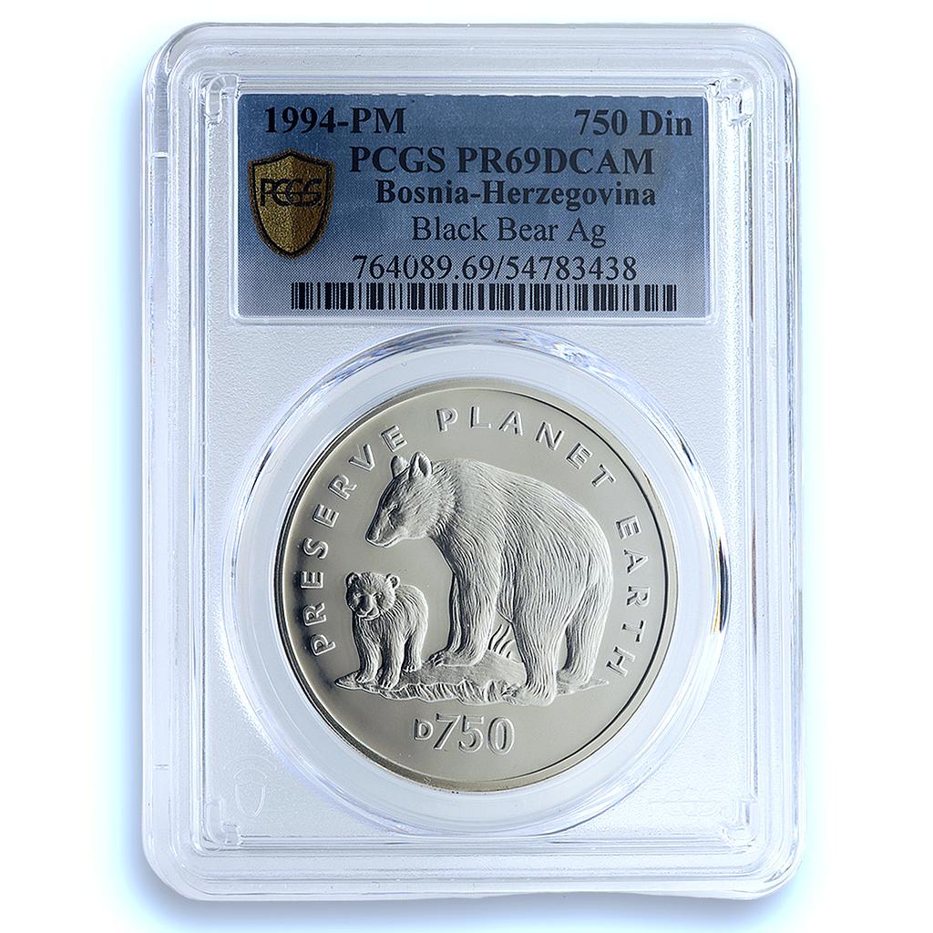 Bosnia 750 dinara Black Bear KM-27 Preserve Planet PR 69 PCGS silver coin 1994 Bosnia 750 dinara Black Bear KM-27 Preserve Planet PR 69 PCGS silver coin 1994