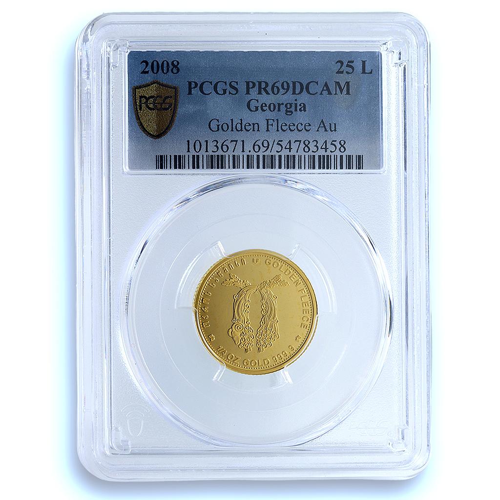Georgia 25 lari Golden Fleece KM-97 Mythology Ship PR 69 PCGS gold coin 2008 Georgia 25 lari Golden Fleece KM-97 Mythology Ship PR 69 PCGS gold coin 2008