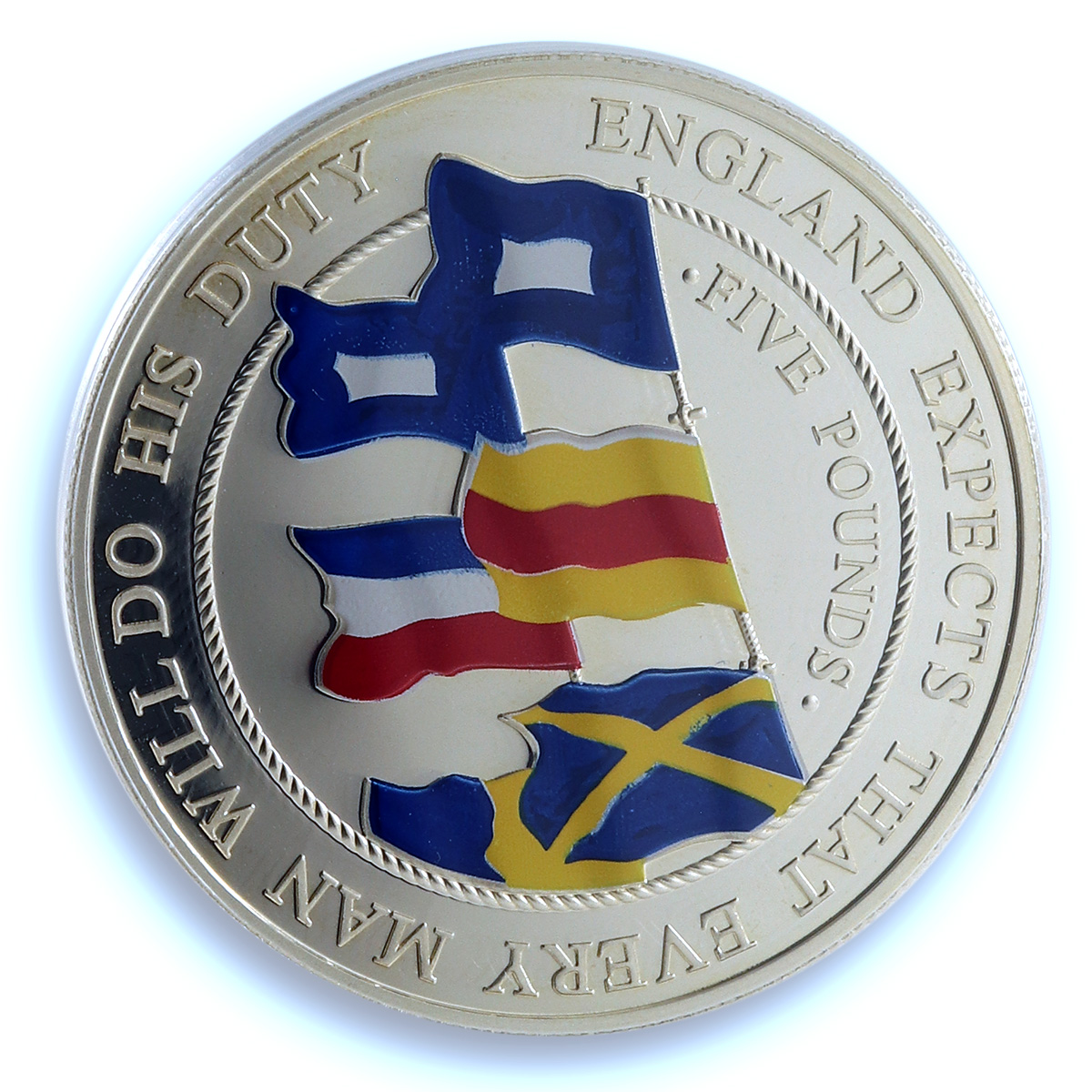 Alderney 5 pounds Trafalgar Coloured KM-79a Flags PR 70 PCGS silver coin 2005 Alderney 5 pounds Trafalgar Coloured KM-79a Flags PR 70 PCGS silver coin 2005