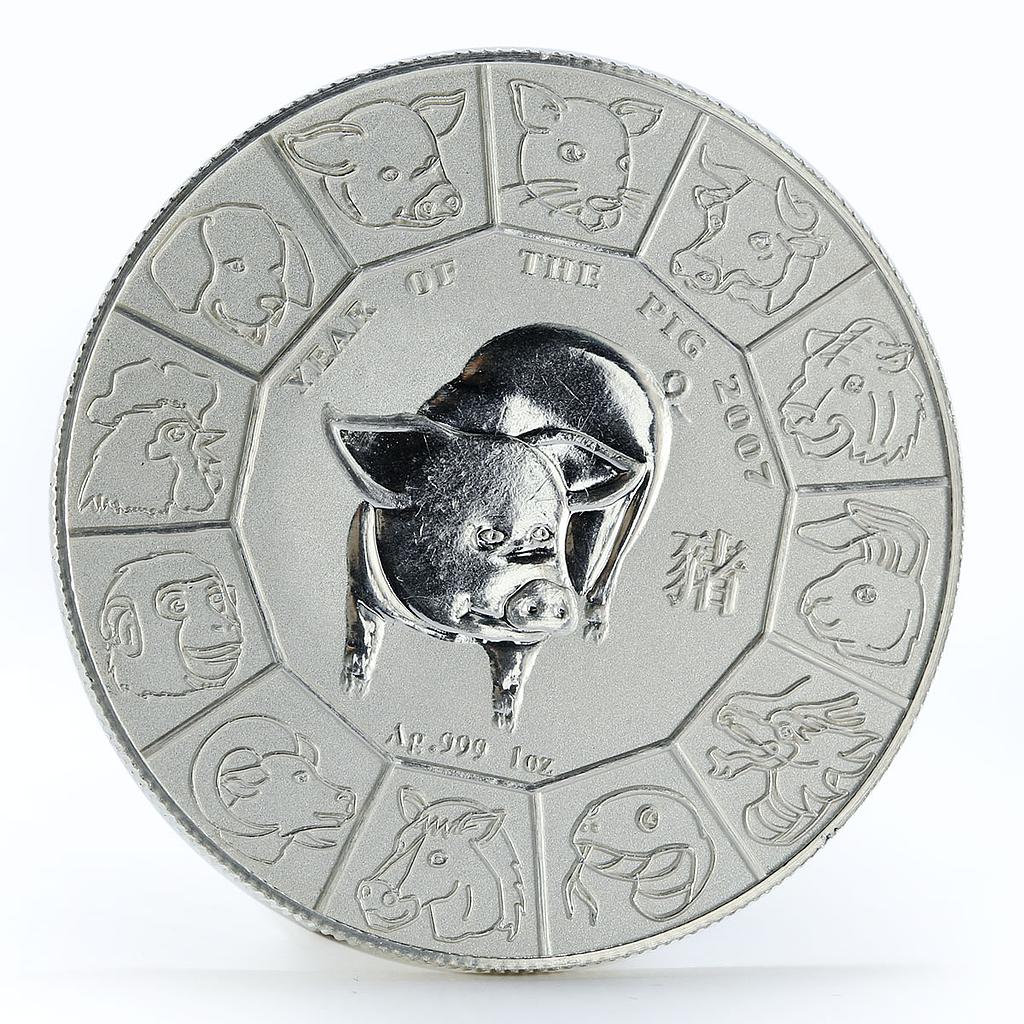 Niue 1 dollar Year of the Pig Lunar Calendar silver coin 2007