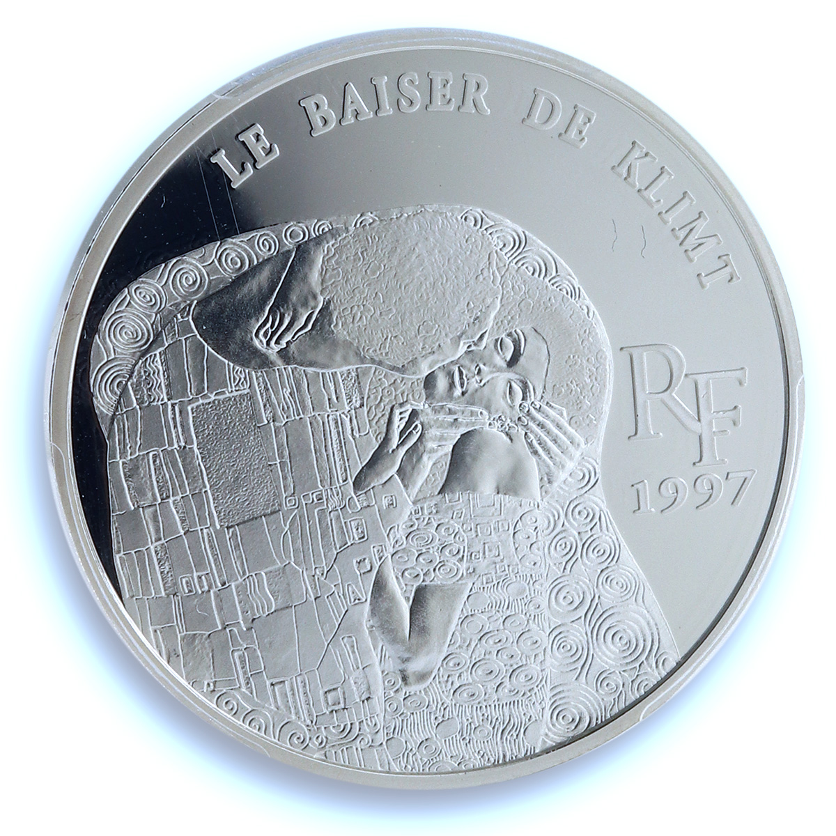France 10 francs 1 1/2 euro Le Baiser Kiss Klimt Art PR 70 PCGS silver coin 1997 France 10 francs 1 1/2 euro Le Baiser Kiss Klimt Art PR 70 PCGS silver coin 1997