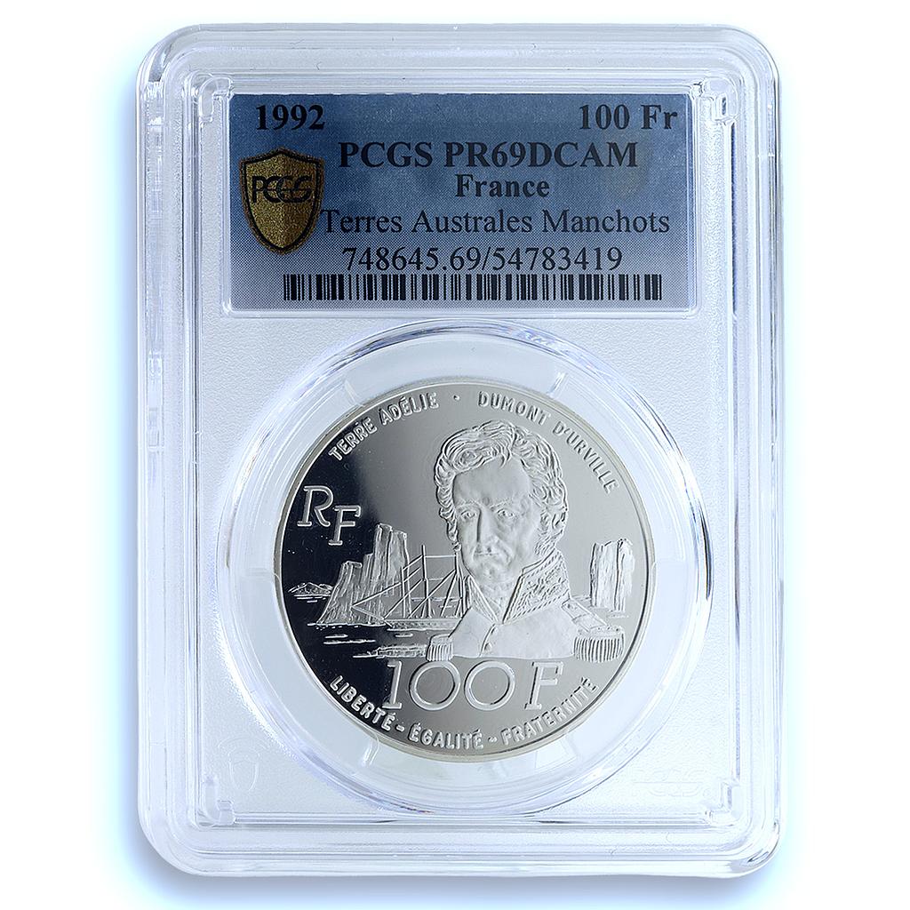 France 100 francs Terre Adelie D Urville Sea Lion PR 69 PCGS silver coin 1992 France 100 francs Terre Adelie D Urville Sea Lion PR 69 PCGS silver coin 1992