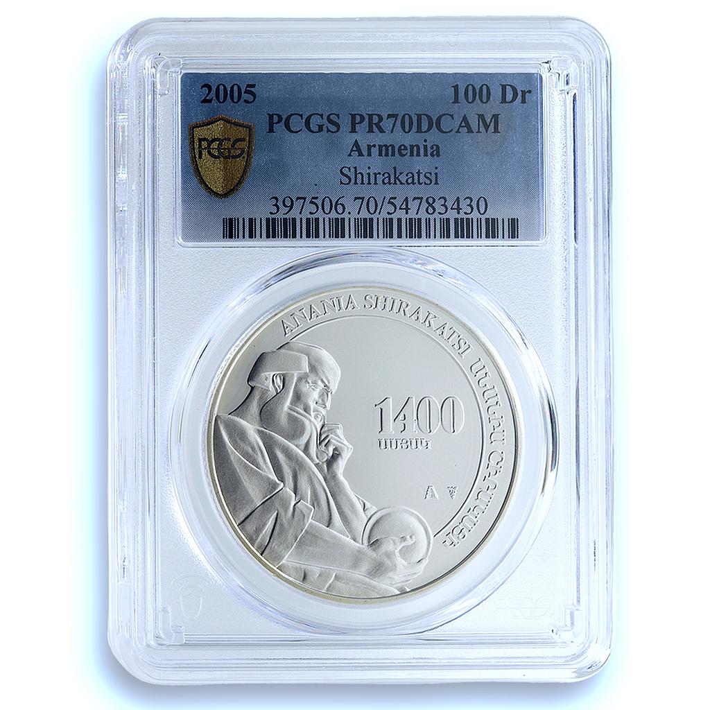 Armenia 100 dram Shirakatsi KM-115 Space Planets PR 70 PCGS silver coin 2005 Armenia 100 dram Shirakatsi KM-115 Space Planets PR 70 PCGS silver coin 2005