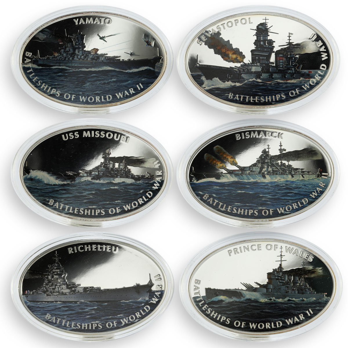 Tokelau set 6 coins Battleships of World War II copper-nickel silverplated 2013