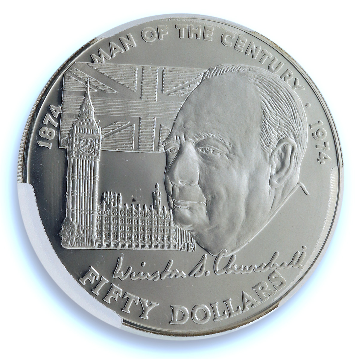 Cook Islands 50 dollars Churchill KM-11 Big Ben PR 67 PCGS silver coin 1974 Cook Islands 50 dollars Churchill KM-11 Big Ben PR 67 PCGS silver coin 1974