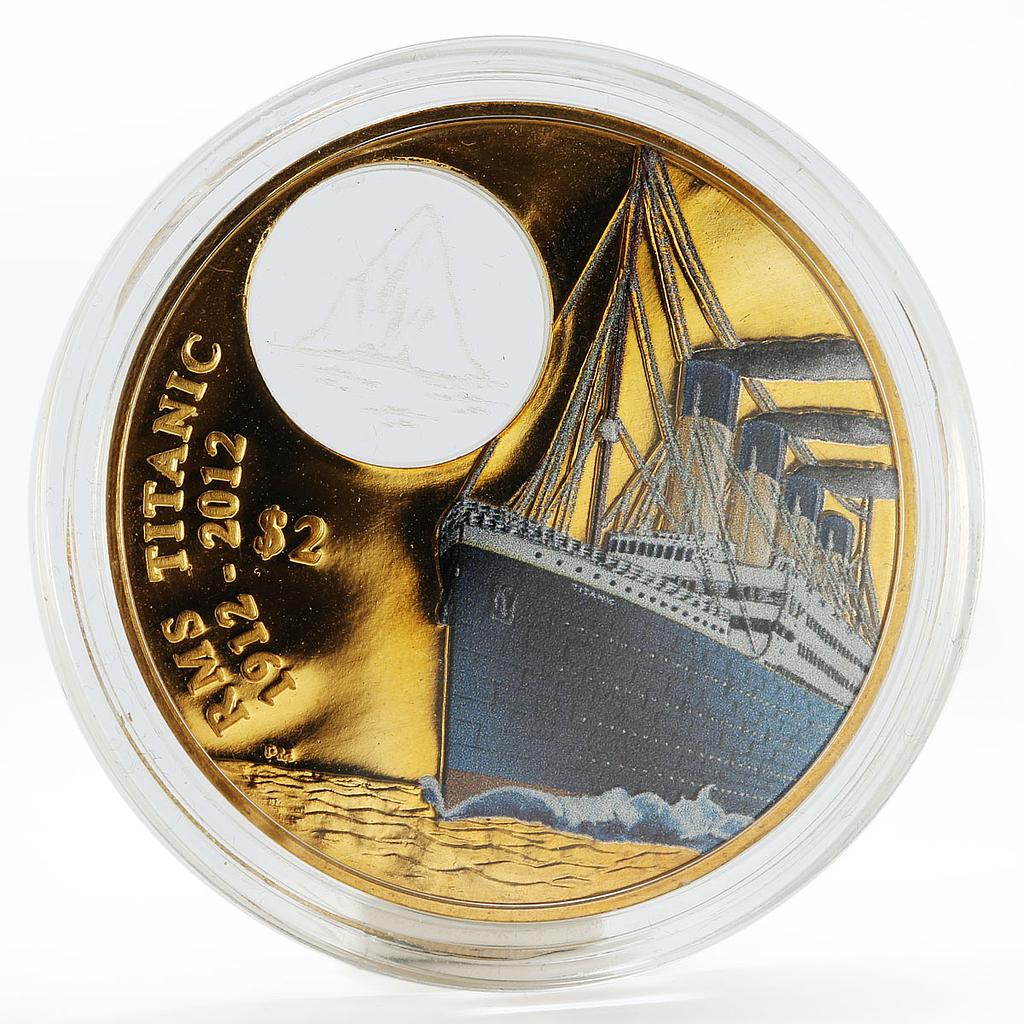 British Virgin Islands 2$ R.M.S. Titanic II proof colored bronze coin 2012