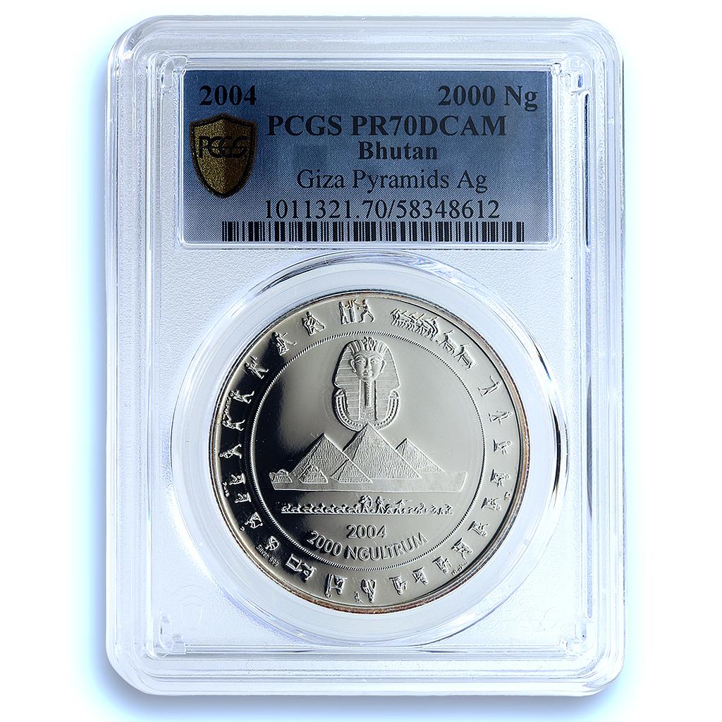 Bhutan 2000 ngultrum Giza Pyramids Wonders PR 70 PCGS gold and silver coin 2004