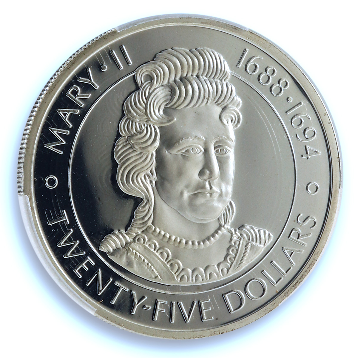 Cayman Islands 25 dollars Queen Mary II KM-18 PR 70 PCGS silver coin 1977