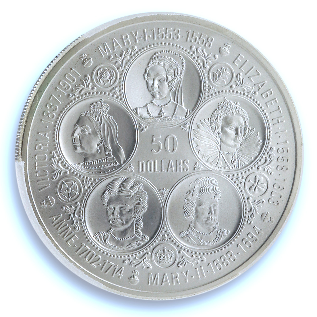 Cayman Islands 50 dollars Queens of England KM-12 MS 70 PCGS silver coin 1975 Cayman Islands 50 dollars Queens of England KM-12 MS 70 PCGS silver coin 1975