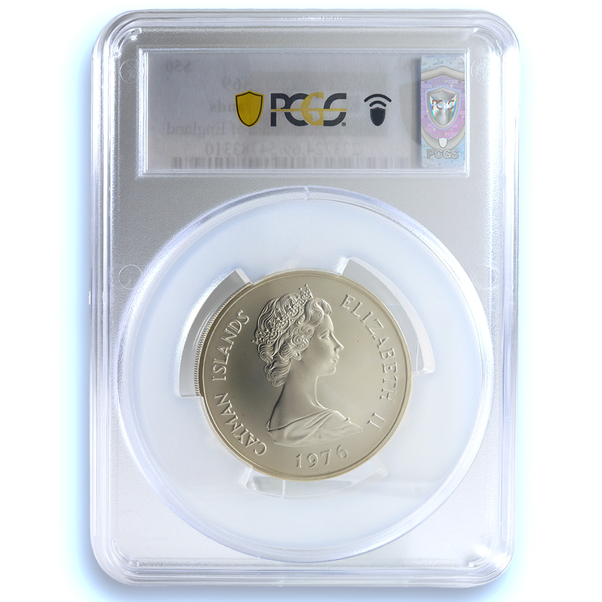 Cayman Islands 50 dollars Queens of England KM-12 MS 69 PCGS silver coin 1976