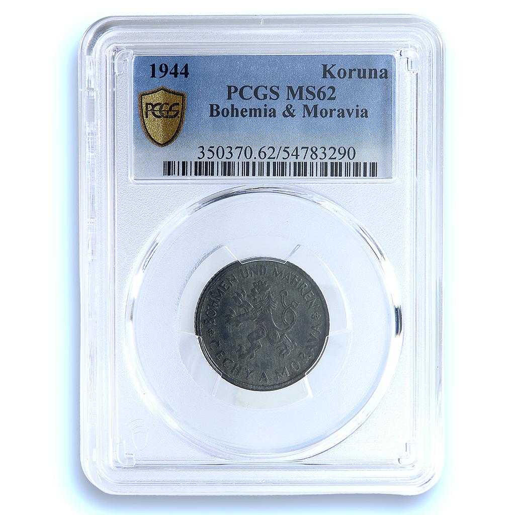 Bohemia 1 koruna German Protectorate KM-4 J-623 MS 62 PCGS zinc coin 1944 Bohemia 1 koruna German Protectorate KM-4 J-623 MS 62 PCGS zinc coin 1944