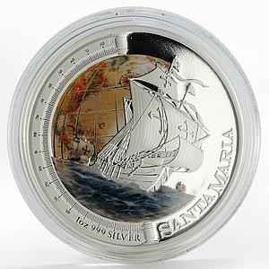 Tuvalu 1 dollar Santa Maria Ship Clipper Seafaring colored silver coin 2011