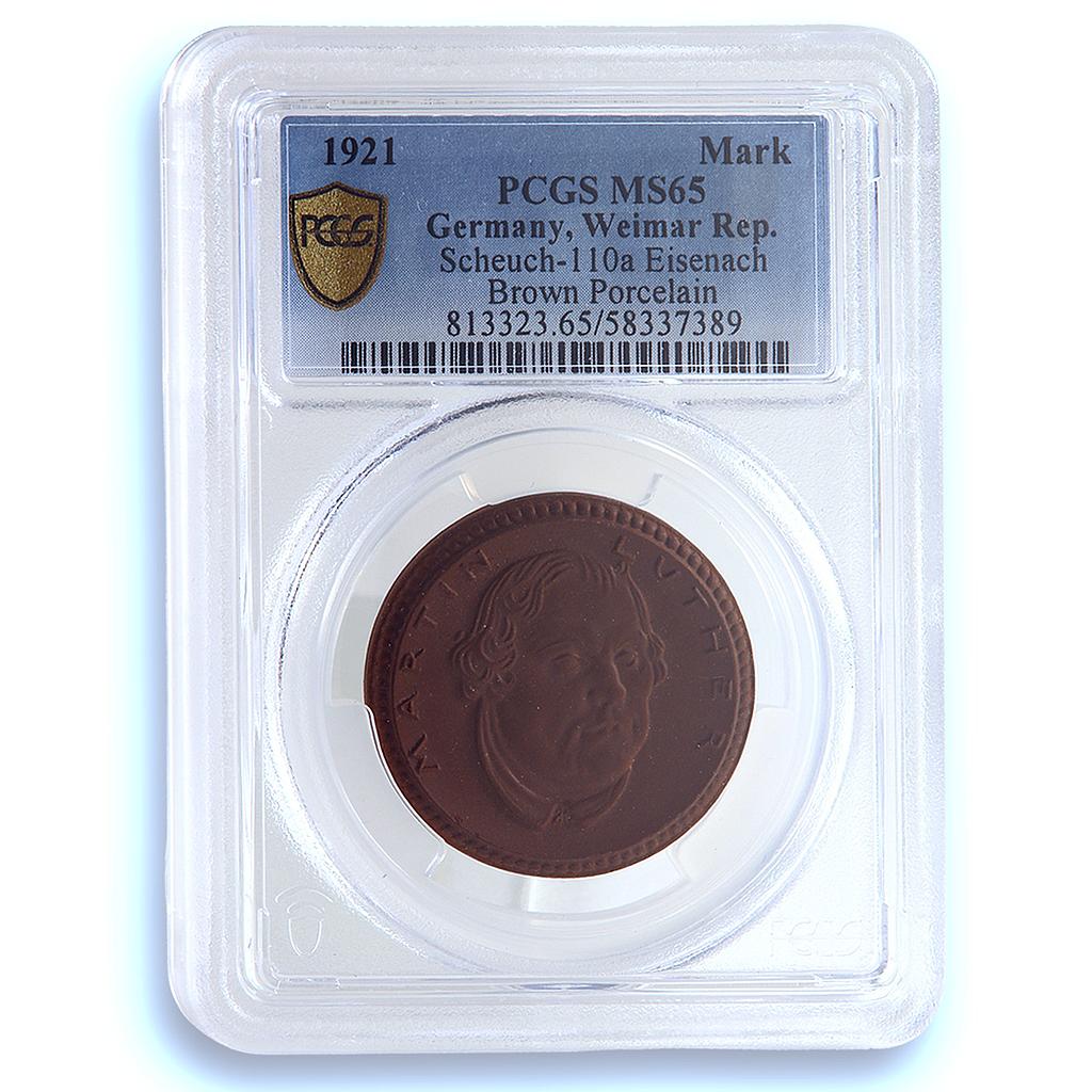 Germany Weimar Eisenach 1 mark Martin Luther Scheuch-110 MS 65 PCGS coin 1921 Germany Weimar Eisenach 1 mark Martin Luther Scheuch-110 MS 65 PCGS coin 1921