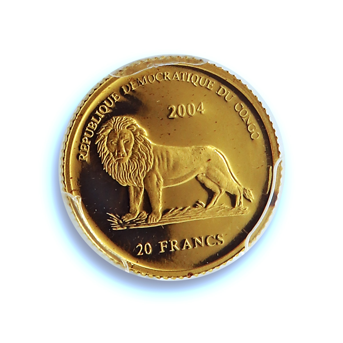 Congo Democratic 20 francs Ferrari KM-144 Logo Horse PR 69 PCGS gold coin 2004 Congo Democratic 20 francs Ferrari KM-144 Logo Horse PR 69 PCGS gold coin 2004