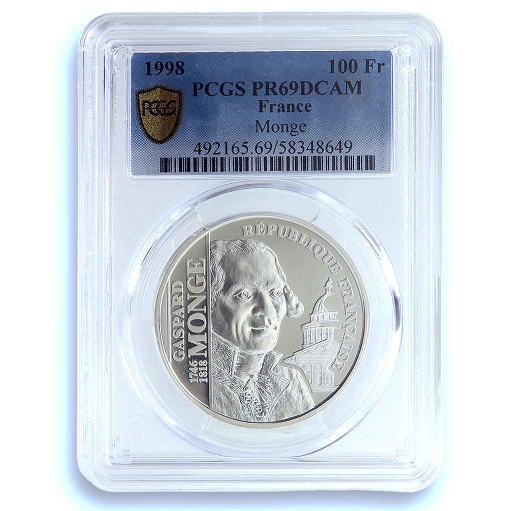 France 100 francs Gaspard Monge KM-1203 Science PR 69 PCGS silver coin 1998 France 100 francs Gaspard Monge KM-1203 Science PR 69 PCGS silver coin 1998