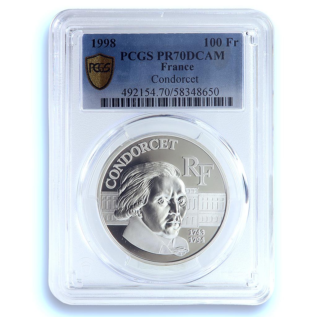 France 100 francs Condorcet KM-1201 Revolutionary PR 70 PCGS silver coin 1998 France 100 francs Condorcet KM-1201 Revolutionary PR 70 PCGS silver coin 1998