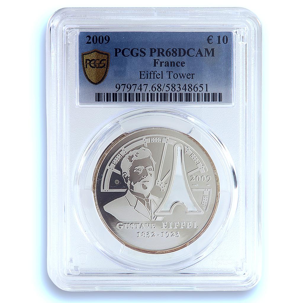 France 10 euros Gustave Eiffel Architecture Tower PR 68 PCGS silver coin 2009 France 10 euros Gustave Eiffel Architecture Tower PR 68 PCGS silver coin 2009