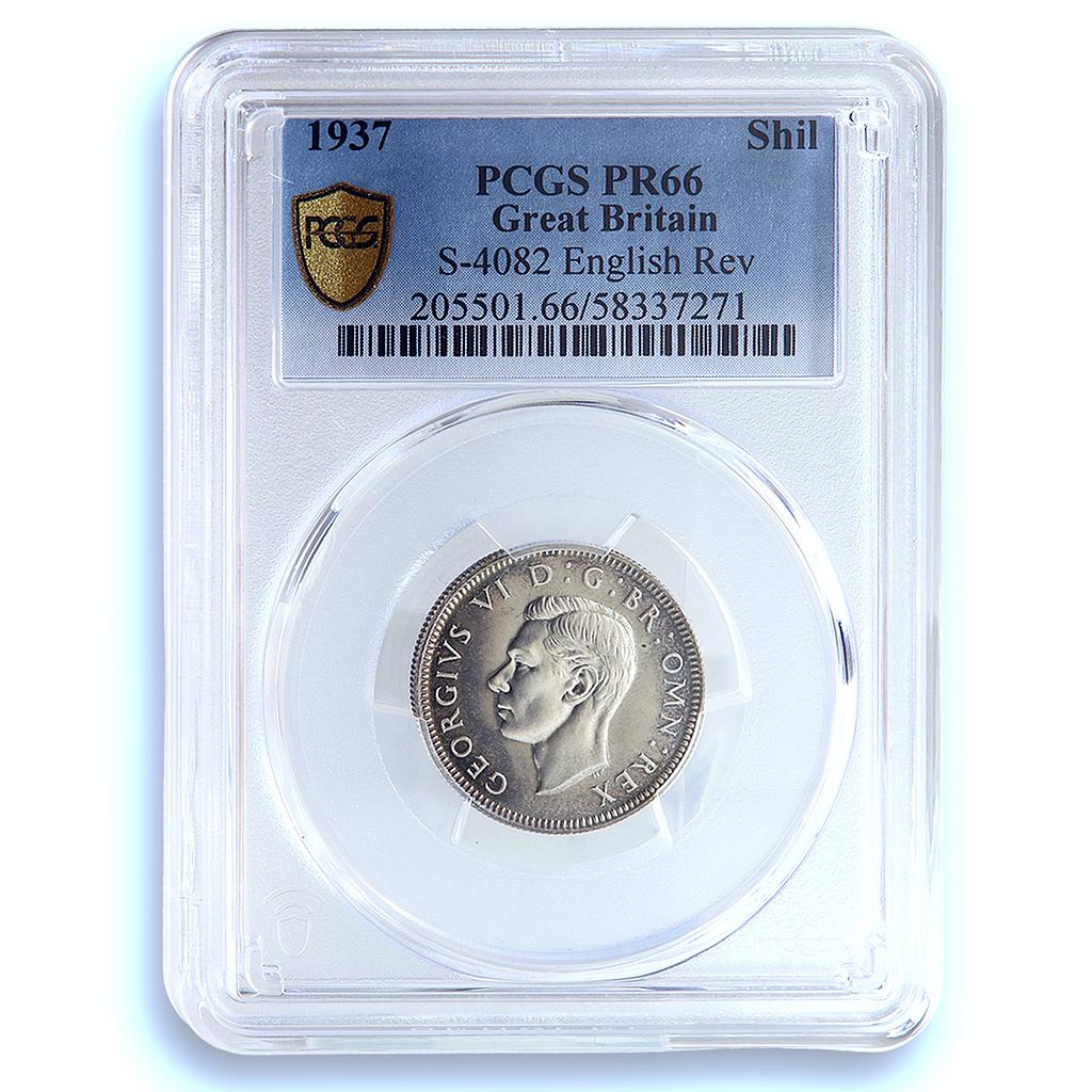 Great Britain 1 shilling George VI KM-853 S-4082 English PR 66 PCGS Ag coin 1937 Great Britain 1 shilling George VI KM-853 S-4082 English PR 66 PCGS Ag coin 1937