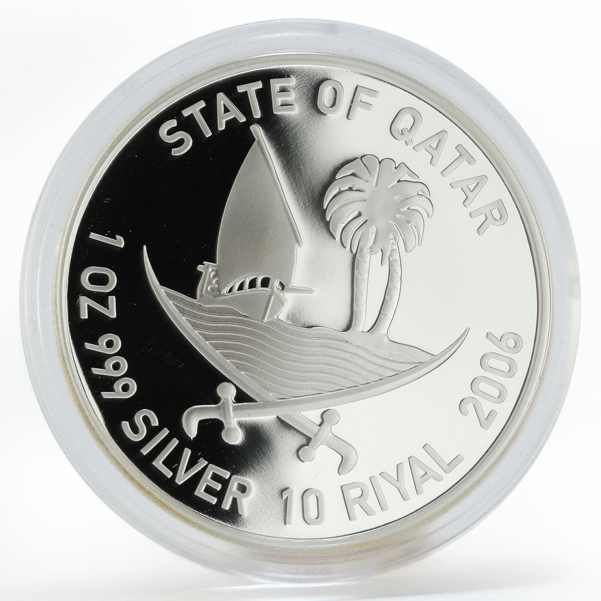 Qatar 10 riyals Asian Games Tennis proof silver coin 2006