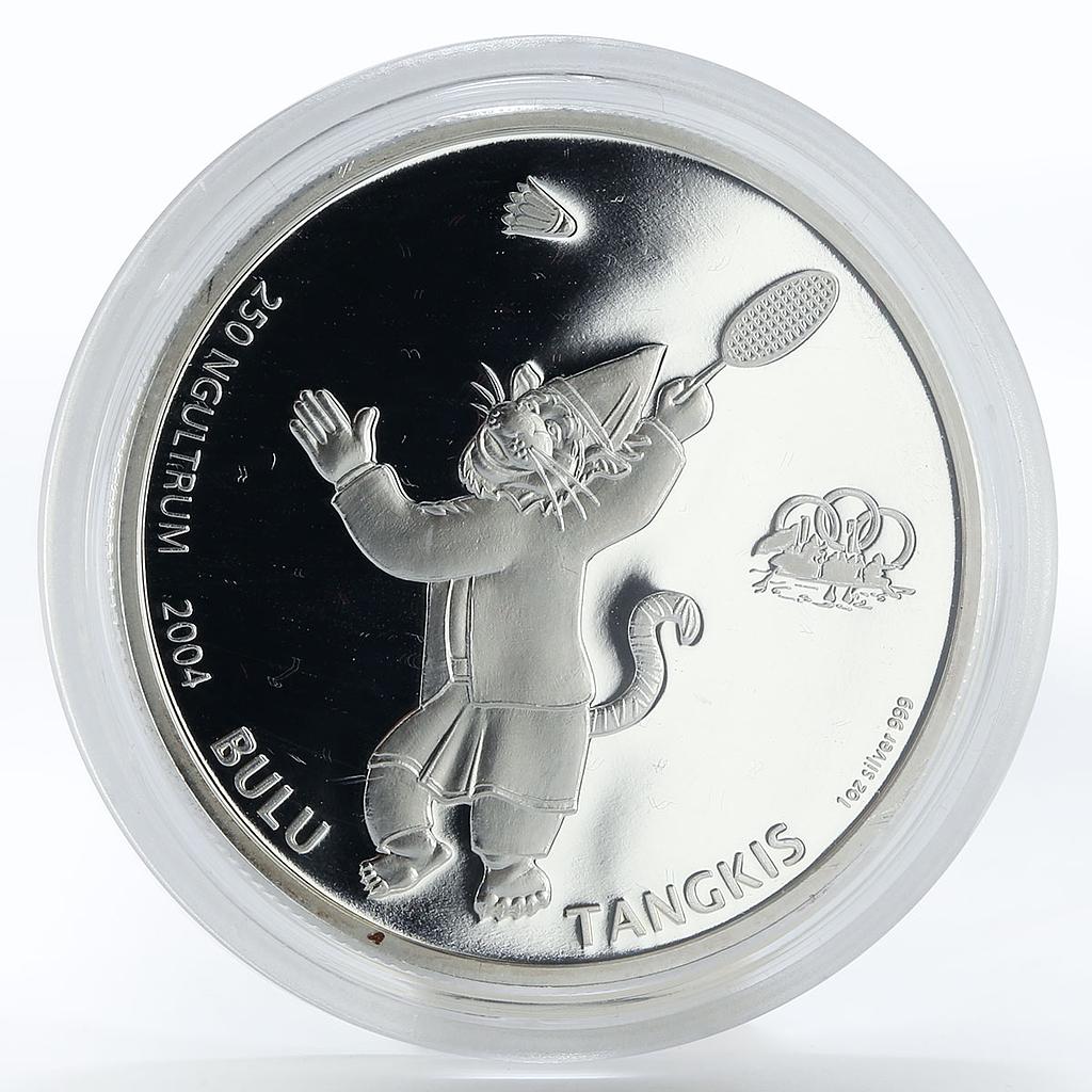 Bhutan 250 ngultrum Games Badminton proof silver coin 2004