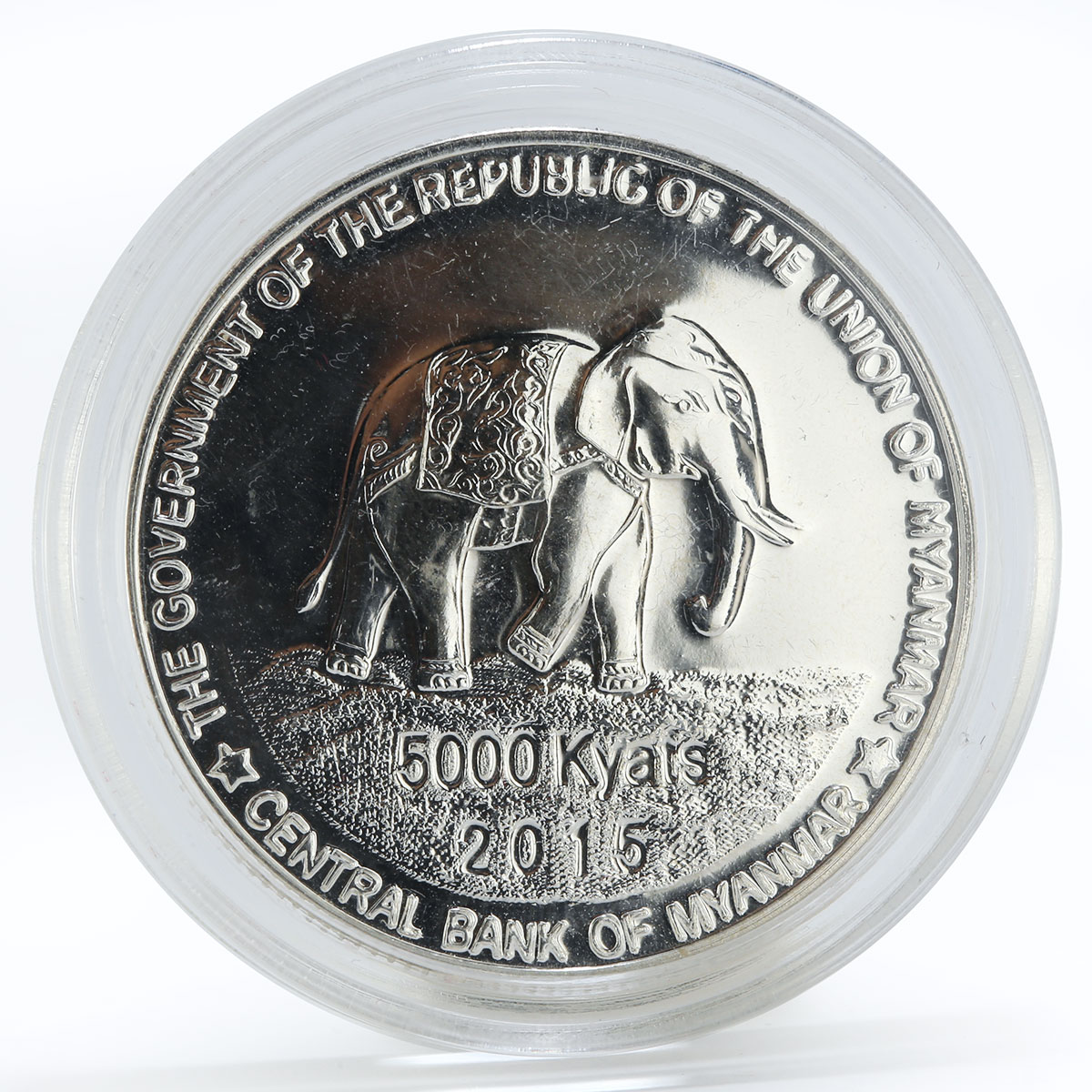 Myanmar 5000 kyats Government of Republic of Union Myanmar silver coin 2015