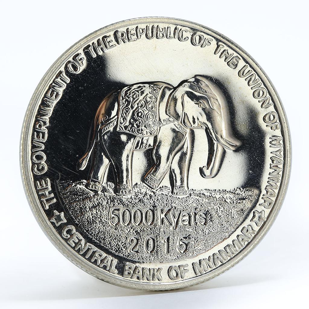 Myanmar 5000 kyats Government of Republic of Union Myanmar silver coin 2015