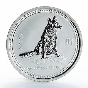 Australia, 50c, Year of the Dog Series I,1/2oz Silver Coin oxides scratches 2006