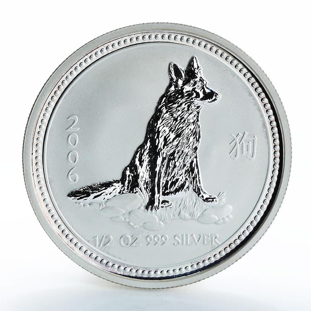 Australia, 50c, Year of the Dog Series I,1/2oz Silver Coin oxides scratches 2006