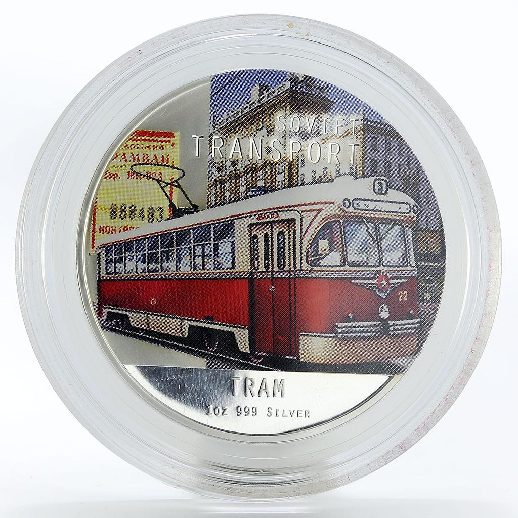 Niue 2 dollars Soviet Transport Tram proof colored silver coin 2010