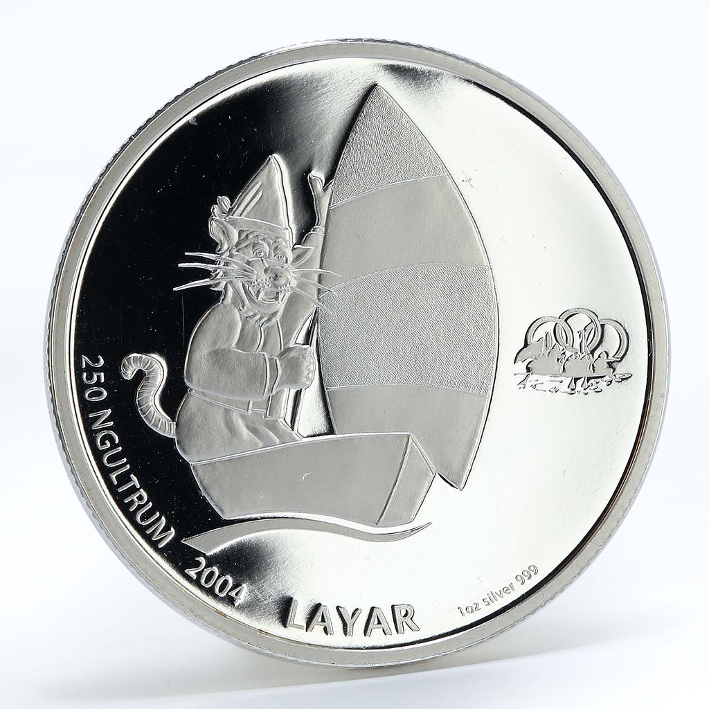 Bhutan 250 ngultrum Games Sailing proof silver coin 2004