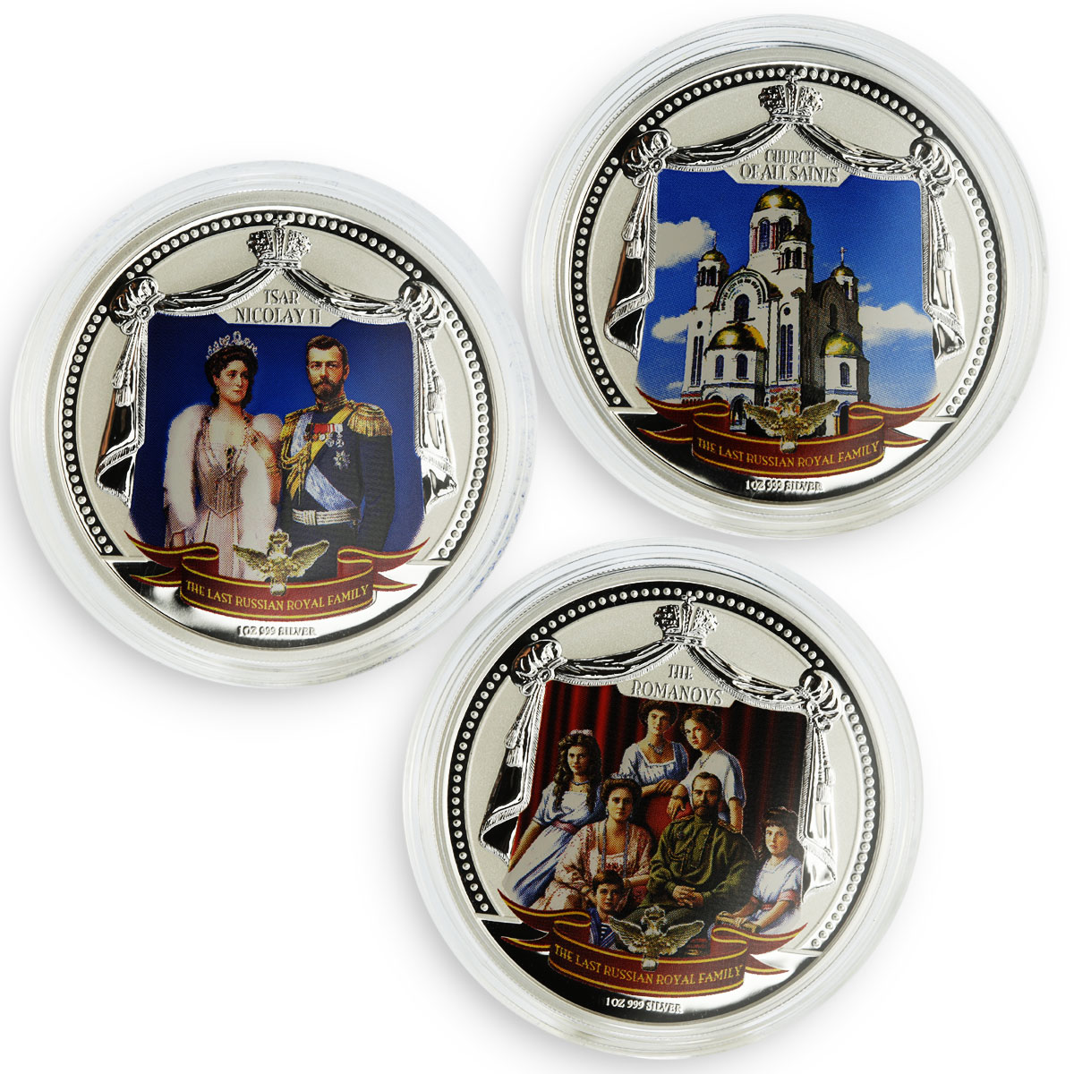 Fiji set 3 coins The Last Russian Royal Family Romanovs colored silver 2009
