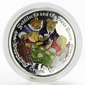 Isle of Man 1 crown Goldilocks and Three Bears colored silver coin 2006