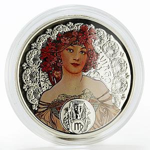 Niue 1 dollar Alphonse Mucha Zodiac series Virgo colored silver coin 2011