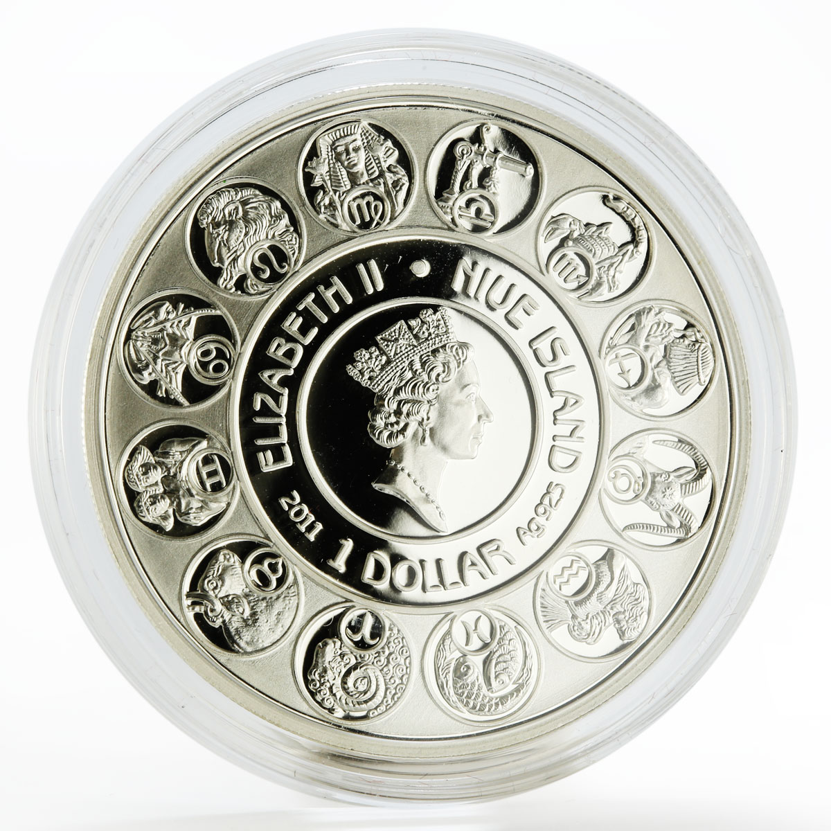 Niue 1 dollar A. Mucha Zodiac Series Cancer colored silver coin 2011