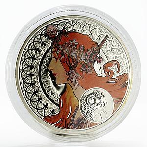 Niue 1 dollar Alphonse Mucha Zodiac Signs series Aries colored silver coin 2011