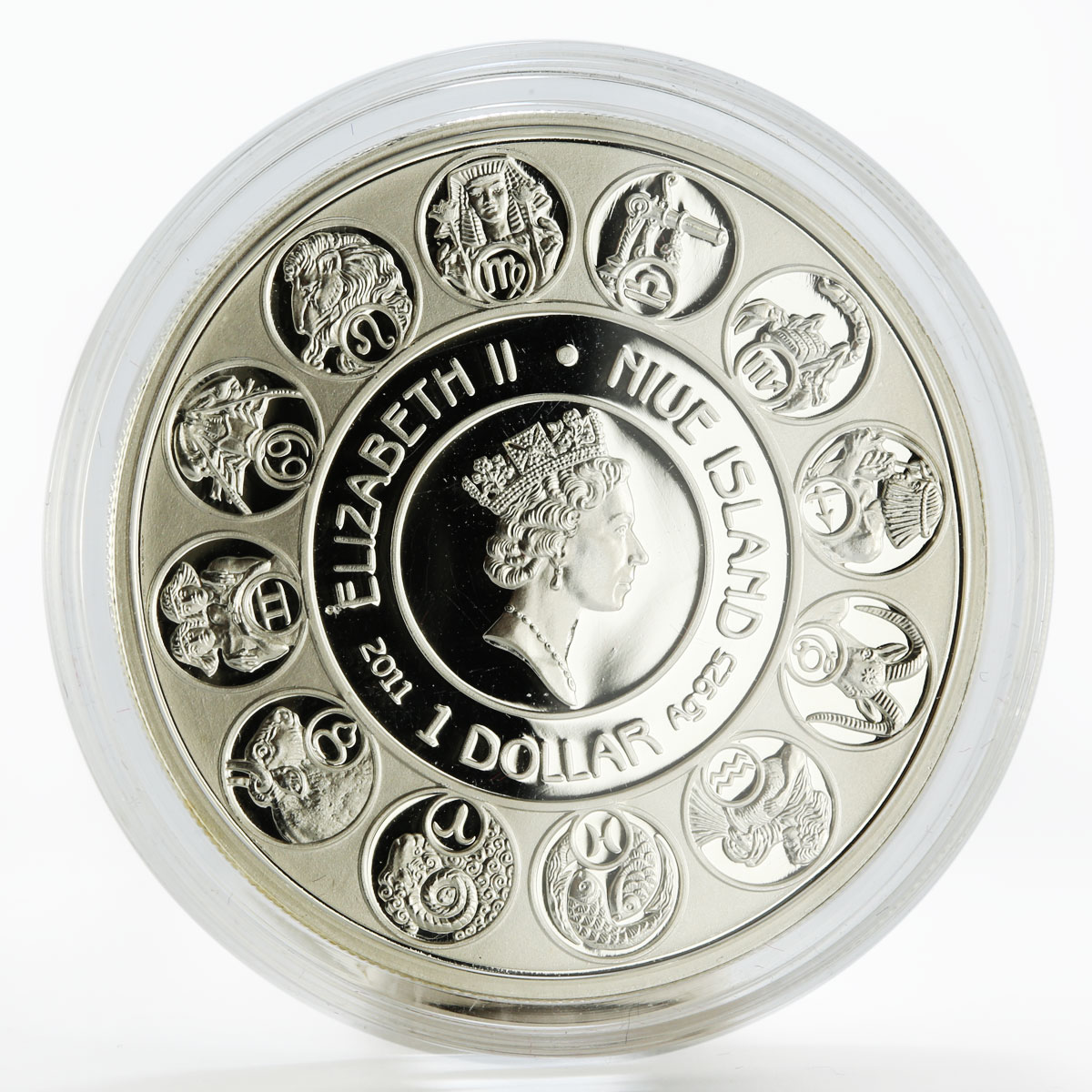 Niue 1 dollar A. Mucha Zodiac Series Aries colored silver coin 2011