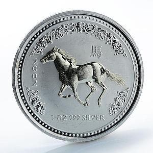 Australia 1 dollar Lunar Series I Year of the Horse gilded silver coin 2002