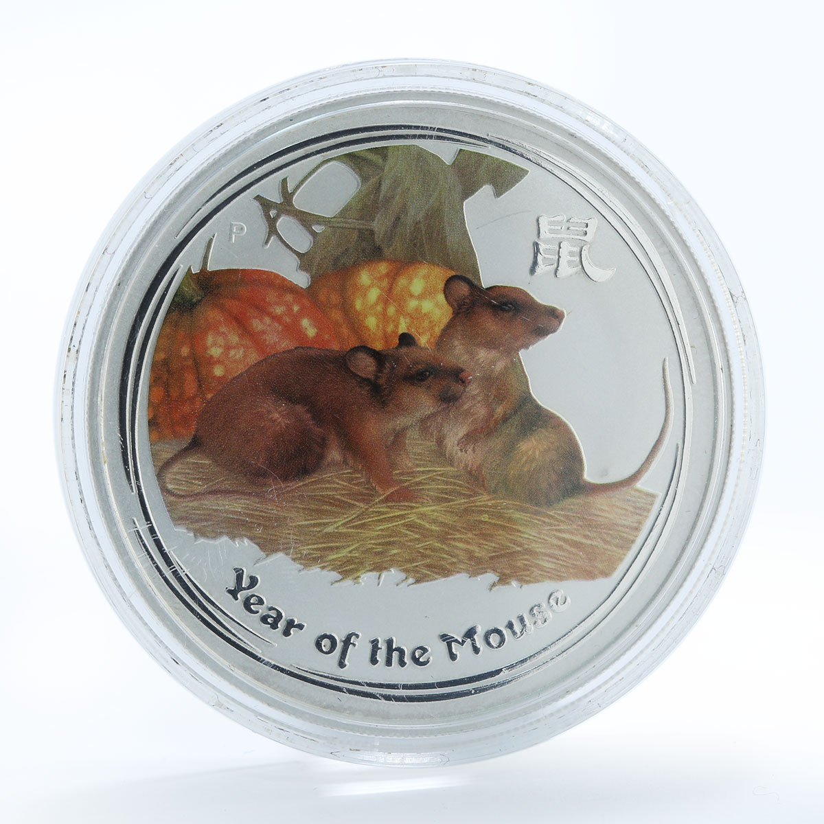 Australia 1 dollar Year of the Mouse Series II coloured 1 Oz silver coin 2008