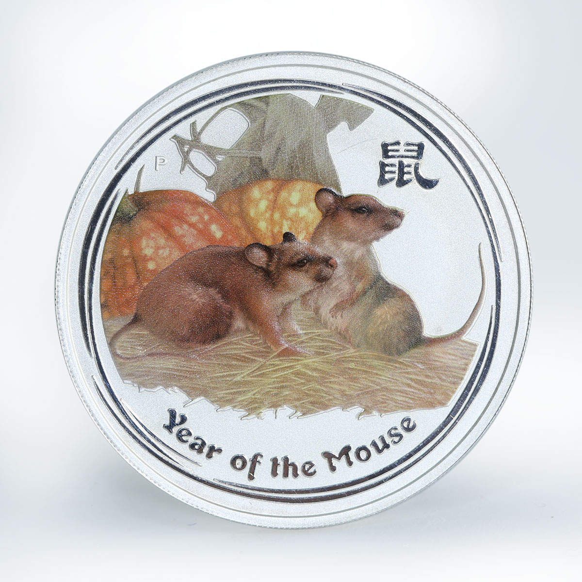 Australia 1 dollar Year of the Mouse Series II coloured 1 Oz silver coin 2008