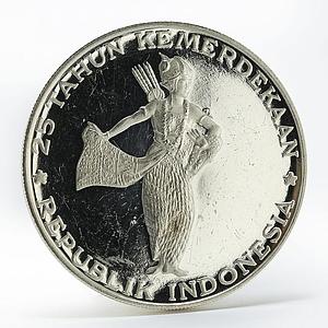 Indonesia 500 rupiah Wayang dancer proof silver coin 1970