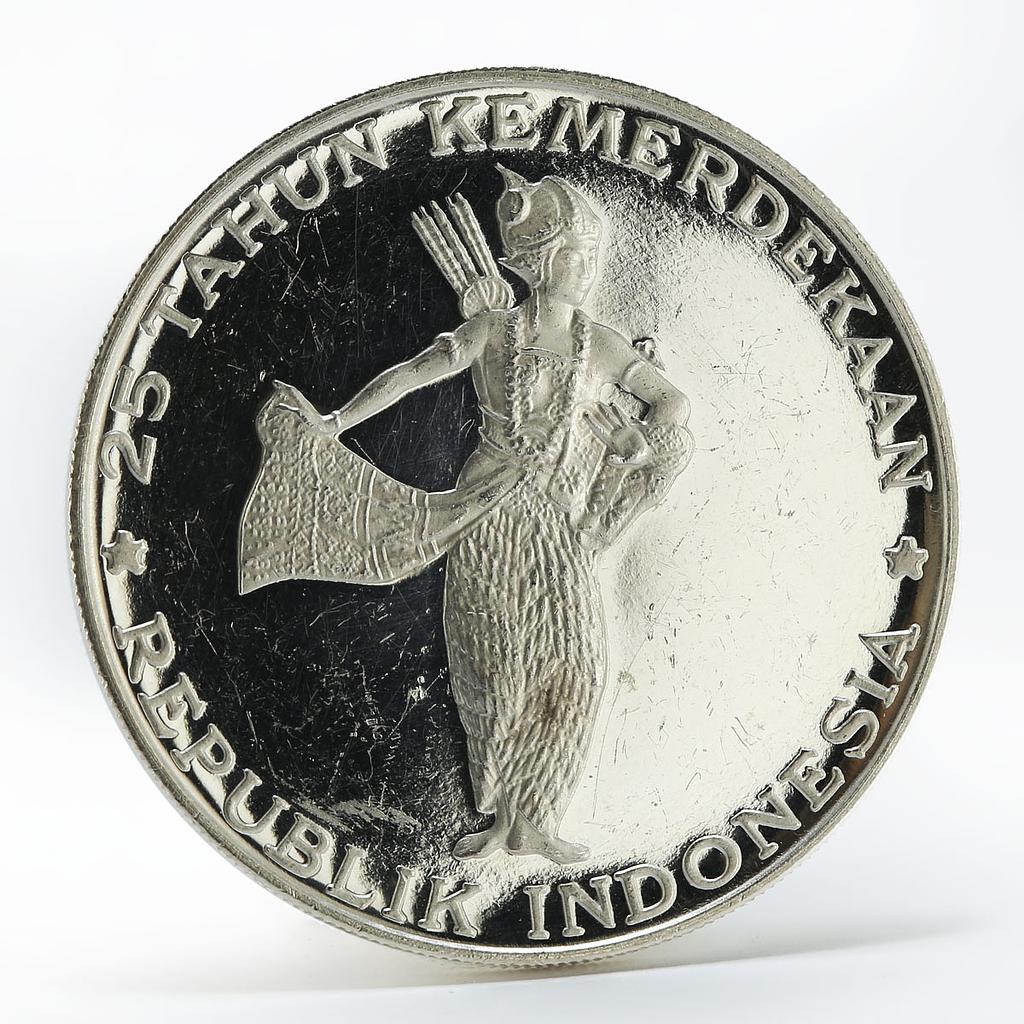 Indonesia 500 rupiah Wayang dancer proof silver coin 1970
